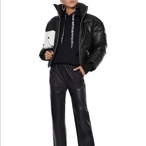 GENUINE LEATHER Black Puffer Jacket